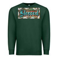 Sports Green Blessed With Daisy And Leopard Premium Sweatshirt - RanaPortraitStore