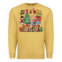 Antique Gold just a girl who loves christmas Premium Sweatshirt - Zillion Design Studio