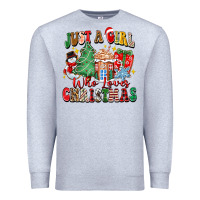 Heather Grey just a girl who loves christmas Premium Sweatshirt - Zillion Design Studio