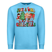 Ocean Blue just a girl who loves christmas Premium Sweatshirt - Zillion Design Studio