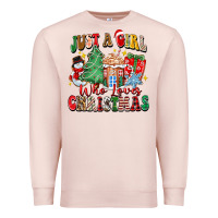 Pale Pink just a girl who loves christmas Premium Sweatshirt - Zillion Design Studio