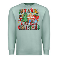 Seafoam just a girl who loves christmas Premium Sweatshirt - Zillion Design Studio