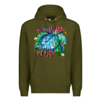 Army Green go with the flow Premium Hoodie - AdoDesignShop