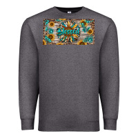 Charcoal Heather Blessed With Sunflower And Gemstone Premium Sweatshirt - RanaPortraitStore
