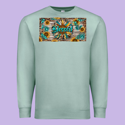 Premium Sweatshirt Blessed With Sunflower And Gemstone