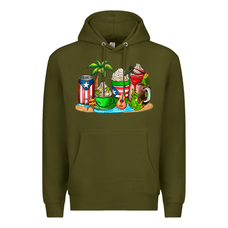 Puerto Rico Coffee Cups Premium Hoodie by AdoDesignShop | Teevron