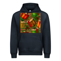 Navy christmas gift box seamless pattern Urban Hoodie - BundleAndBundleShop