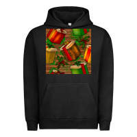 Pigment Black christmas gift box seamless pattern Urban Hoodie - BundleAndBundleShop