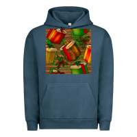 Pigment Midnight Navy christmas gift box seamless pattern Urban Hoodie - BundleAndBundleShop