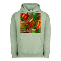 Pigment Oil Green christmas gift box seamless pattern Urban Hoodie - BundleAndBundleShop