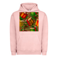 Pigment Salmon christmas gift box seamless pattern Urban Hoodie - BundleAndBundleShop