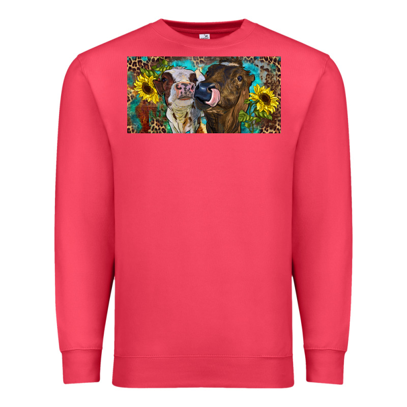 Heifers With Sunflowers And Leopard Premium Sweatshirt by RanaPortraitStore | Teevron