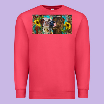 Premium Sweatshirt Heifers With Sunflowers And Leopard