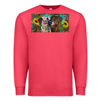 Cardinal Heifers With Sunflowers And Leopard Premium Sweatshirt - RanaPortraitStore