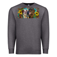 Charcoal Heather Heifers With Sunflowers And Leopard Premium Sweatshirt - RanaPortraitStore