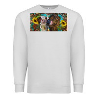 Dove Grey Heifers With Sunflowers And Leopard Premium Sweatshirt - RanaPortraitStore