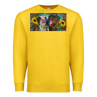 Lemon Heifers With Sunflowers And Leopard Premium Sweatshirt - RanaPortraitStore