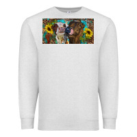 Oatmeal Heather Heifers With Sunflowers And Leopard Premium Sweatshirt - RanaPortraitStore