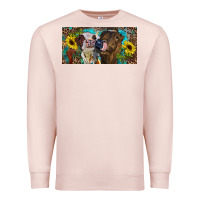 Pale Pink Heifers With Sunflowers And Leopard Premium Sweatshirt - RanaPortraitStore