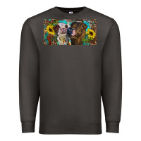 Smoke Heifers With Sunflowers And Leopard Premium Sweatshirt - RanaPortraitStore