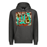 Charcoal Heather Scorpio turquoise cowhide Premium Hoodie - RanaPortraitStore