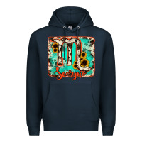 Navy Scorpio turquoise cowhide Premium Hoodie - RanaPortraitStore