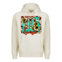 Oatmeal Heather Scorpio turquoise cowhide Premium Hoodie - RanaPortraitStore
