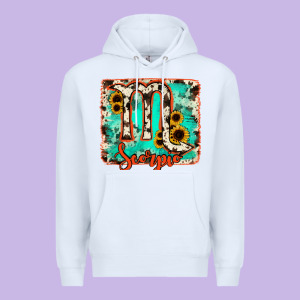 Scorpio Turquoise Cowhide Premium Hoodie Designed By Ranaportraitstore