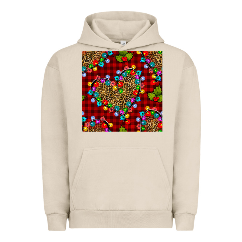 Christmas Lights And Leopard Hearts Seamless Pattern Urban Hoodie by BundleAndBundleShop | Teevron
