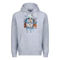 Heather Grey winter gnome coffee Premium Hoodie - JahusDesignShop