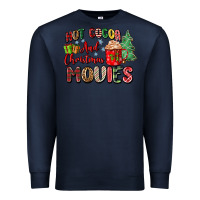 Navy hot cocoa and christmas movies Premium Sweatshirt - Zillion Design Studio
