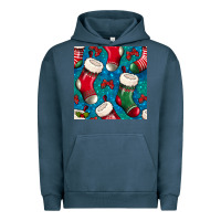 Pigment Midnight Navy christmas socks seamless pattern Urban Hoodie - BundleAndBundleShop