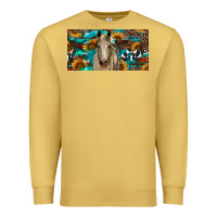 Antique Gold Horse With Sunflowers Aztec And Cowhide Premium Sweatshirt - RanaPortraitStore