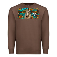 Chestnut Horse With Sunflowers Aztec And Cowhide Premium Sweatshirt - RanaPortraitStore