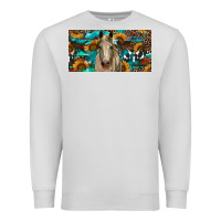 Dove Grey Horse With Sunflowers Aztec And Cowhide Premium Sweatshirt - RanaPortraitStore