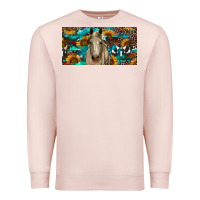 Pale Pink Horse With Sunflowers Aztec And Cowhide Premium Sweatshirt - RanaPortraitStore