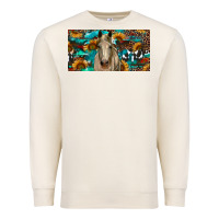 Sandshell Horse With Sunflowers Aztec And Cowhide Premium Sweatshirt - RanaPortraitStore