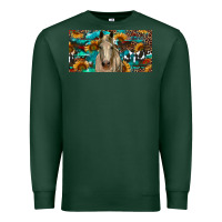 Sports Green Horse With Sunflowers Aztec And Cowhide Premium Sweatshirt - RanaPortraitStore
