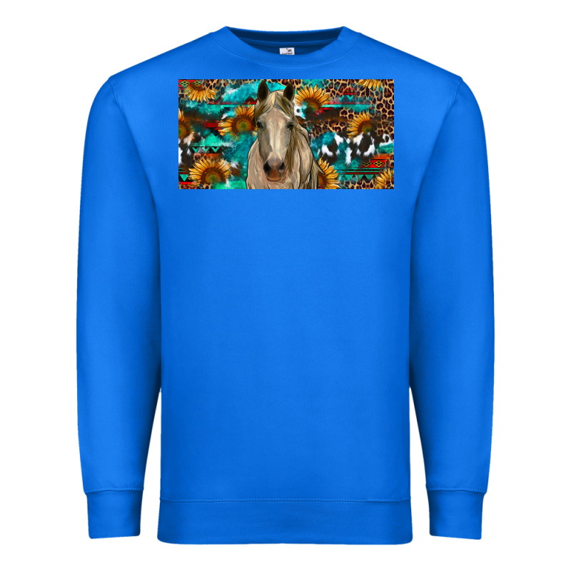 Horse With Sunflowers Aztec And Cowhide Premium Sweatshirt by RanaPortraitStore | Teevron