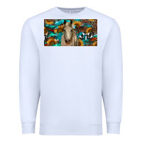 White Horse With Sunflowers Aztec And Cowhide Premium Sweatshirt - RanaPortraitStore