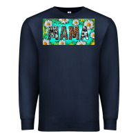 Navy Turquoise and Daisy Mama Premium Sweatshirt - RanaPortraitStore