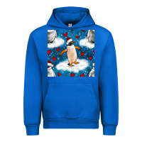 Cobalt christmas penguin and heart seamless pattern Urban Hoodie - BundleAndBundleShop
