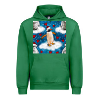 Emerald christmas penguin and heart seamless pattern Urban Hoodie - BundleAndBundleShop