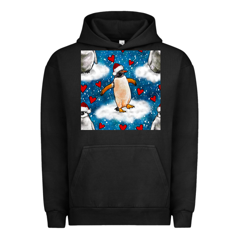 Christmas Penguin And Heart Seamless Pattern Urban Hoodie by BundleAndBundleShop | Teevron