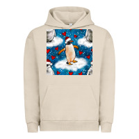 Pigment French Oak christmas penguin and heart seamless pattern Urban Hoodie - BundleAndBundleShop