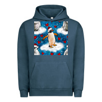 Pigment Midnight Navy christmas penguin and heart seamless pattern Urban Hoodie - BundleAndBundleShop