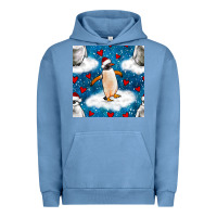Pigment Pebble Blue christmas penguin and heart seamless pattern Urban Hoodie - BundleAndBundleShop