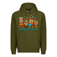 Army Green happy thanksgiving coffee Premium Hoodie - JahusDesignShop