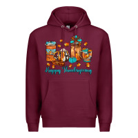 Burgundy happy thanksgiving coffee Premium Hoodie - JahusDesignShop