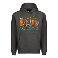 Charcoal Heather happy thanksgiving coffee Premium Hoodie - JahusDesignShop